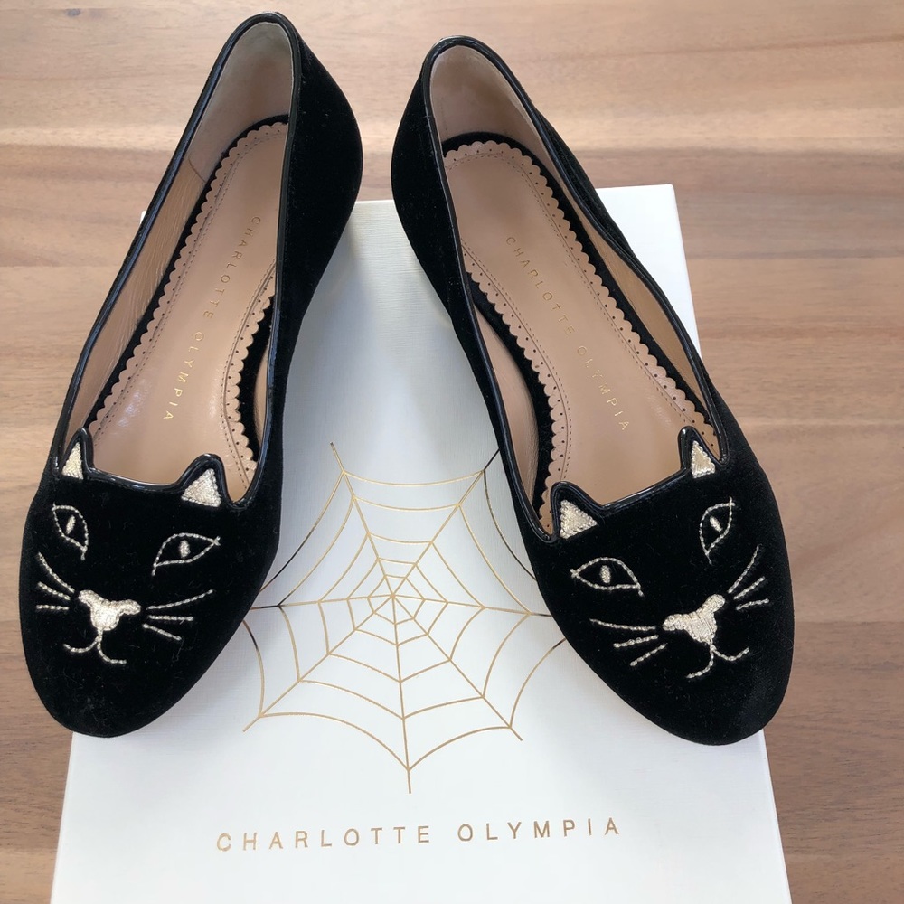 Charlotte Olympia kitty flats size 34/US4